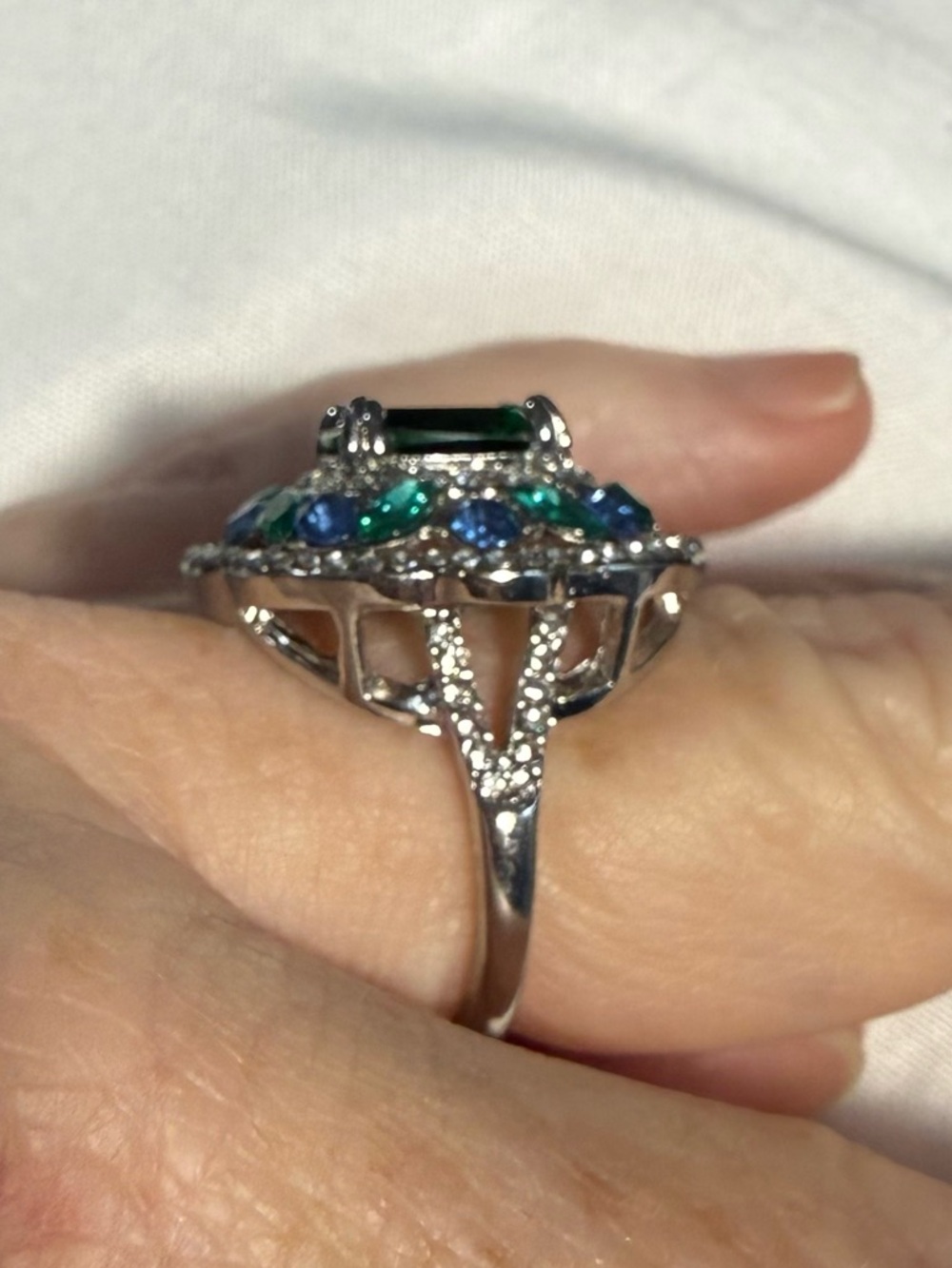 Anna Zuckerman emerald and topaz ring Size 7 - Picture 2 of 6